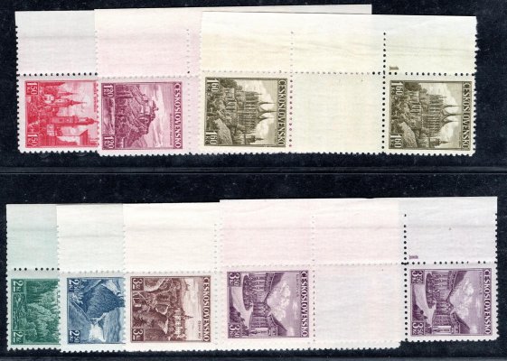 304 - 310 Ms  ; Hrady, Krajiny, Města -kompletní sestava meziarší trhané  s Dč 1 + Dč 1 A ( 4 x foto)