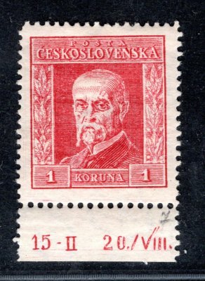 190 B P 7 ; 1 Koruna červená  se spodním okrajem a Dč 15 - II 20. /VIII.