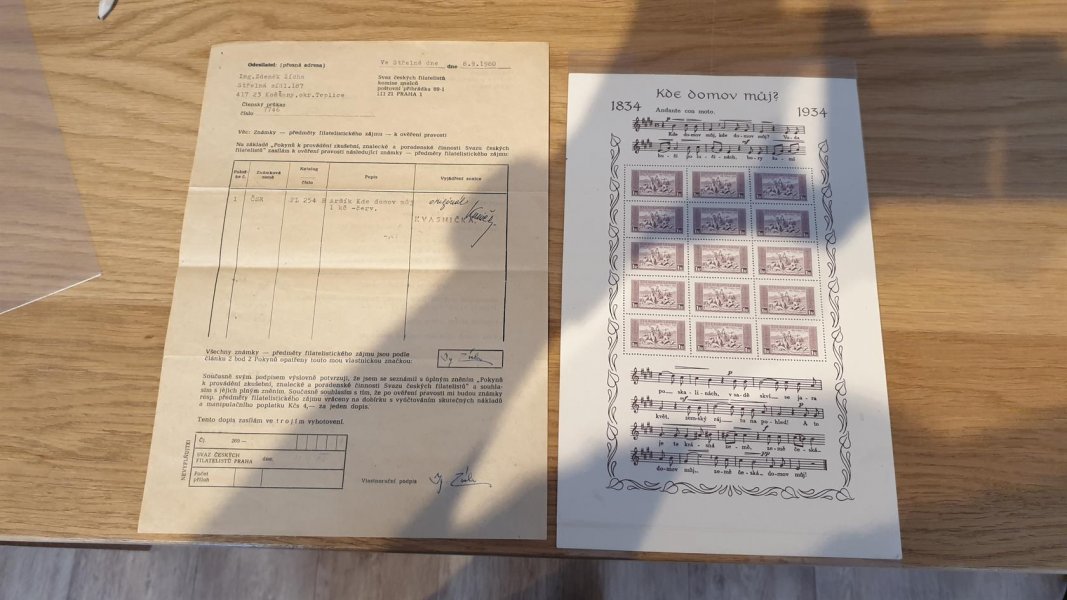 283 B, Aršík KDM rozměr 175 mm x 279mm - formát široky  starý Atest Kvasnička z roku 1980