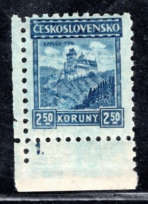 215, P 6, Karlštejn, modrá 2,50 Kž, rohová s DČ 1