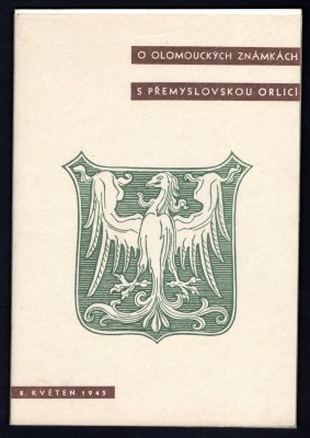 Olomouc, kompletní řada revolučních známek Orlice v tiskových arších, omačkané okraje, dvě hodnoty nalepeny na podkladu, včetně literatury z roku 1945! mimořádné