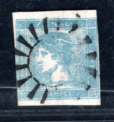 Rakousko 1851, Mi. 6, Merkur světle modrá, s němým raz. PESTH, bezvadný, atest Ferchenbauer, kat. Müller 2.100 bodů