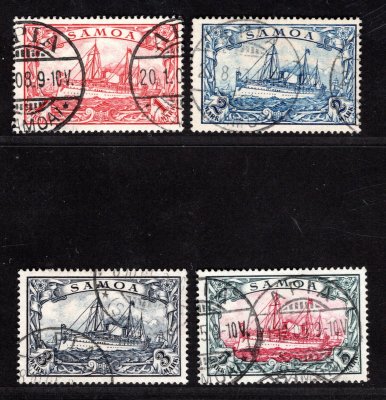 Německo, Samoa 1900, Mi. 16-19, Císařská jachta 1RM-5RM, bezvadné razítkované koncové hodnoty, raz. APIA, kat. 960 EUR