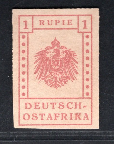 Německo, Wuga 1916, Mi. V, Misionářské vydání Znak 1 Rupie šedočervená, velmi pěkný kus, zk. Starauschek, kat. pro (*) 1.700 EUR, mimořádně kvalitní exemplář vzhledem k tomu, že známky byly během britské okupace zakopány v kolonii a opět vyzvednuty až v roce 1921, vzácné