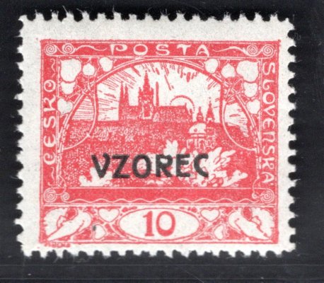 5 D vz, 10 h červená, přetisk VZOREC, ŘZ 11 1/2, zk. Vrba