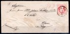 Rakousko - R dopis z roku 1867, vyplacený známkou 5 Kr, F.J. a na zadní straně 5 x 2 Kr žlutá, hrubý tisk zaslaný z Loun do Říčan, lehké stopy stáří, ex. Mynář