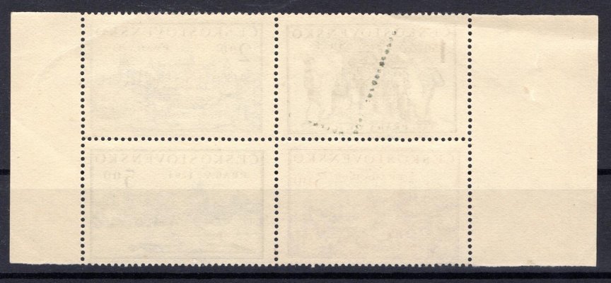 558 - 561 ; soutisk 4 známek s okraji - strojový otisk perforace na lepu 