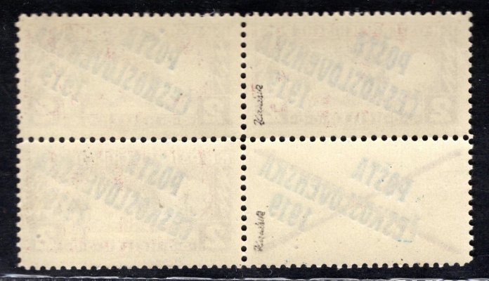 57 A K - 4 blok s přetištěným kuponem - spojené typy - zk. Karásek 