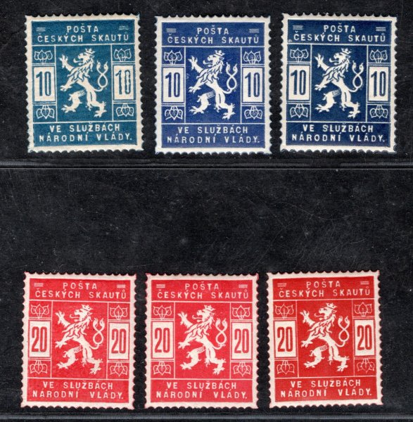 SK 1 - 2, odstíny, včetně 1 a - světle modrá + 2 a - světle červená