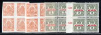 124 + 125; 4 - bloky ; odstíny Pč 1919 bez přetisku - madarské přeběžné známky 