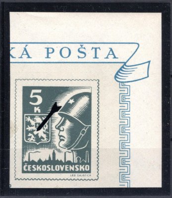 361 ; Košický aršík - známka Známka 5K s DV "zlomená tlapa" vč. okraje aršíku