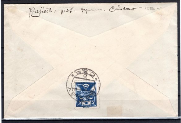R - dopis ČK 40 H + 60 H s počítadly + 20 h a 60 h OR + 5 h Holubice ( vzadu) ČÁSLAV 10.1.1920, správný tarif 