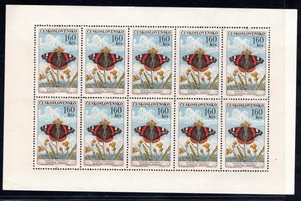 1224 ; Motýli 1961  1,60 Kčs - tečka na okraji na lepu  deska  A 1.2