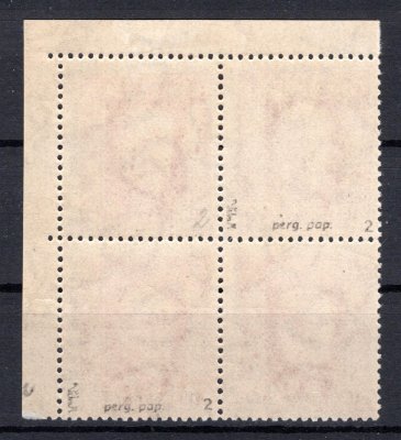 187 Ax, P 2, pergamenový papír, pravý horní rohový 4 blok, oranžová 40 h, zk. Vr