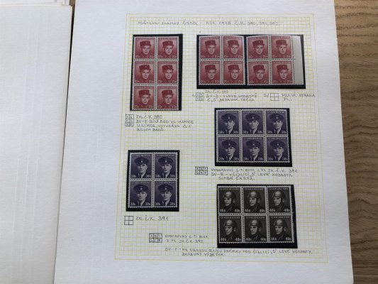 ČSSR II ; specializovaní sbírka roku 1945 ; zejména 4- bloky na 29 listech - perfektně popsáno - nafoceno 