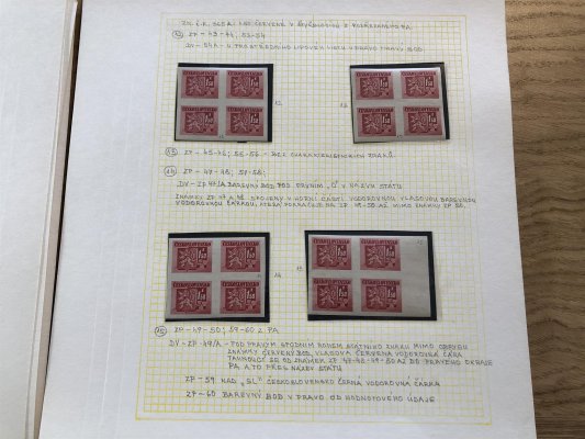 ČSSR II ; specializovaní sbírka roku 1945 ; zejména 4- bloky na 29 listech - perfektně popsáno - nafoceno 