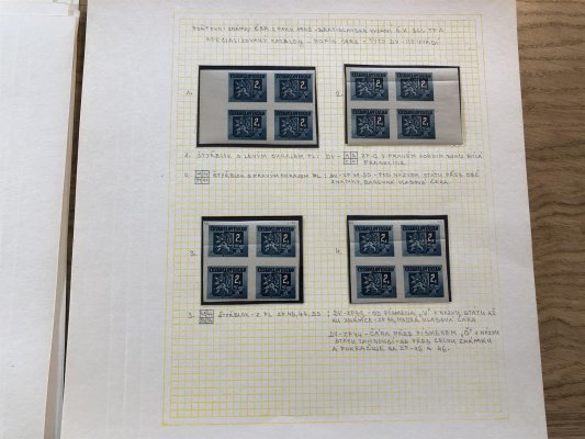 ČSSR II ; specializovaní sbírka roku 1945 ; zejména 4- bloky na 29 listech - perfektně popsáno - nafoceno 