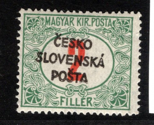 RV 155, Šrobárův přetisk, doplatní, červená čísla, 2 f, zk. Gi