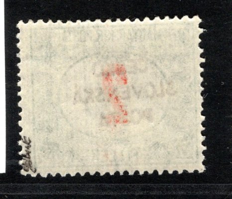 RV 155, Šrobárův přetisk, doplatní, červená čísla, 2 f, zk. Gi