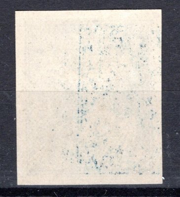 I. návrh, Osvobozená republika  25 h v modré  barvě, letopočet vlevo - větší formát 22,6 + 27,2 mm - Atest Káňa 