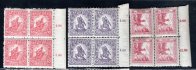 96 - 98 ; 4 - bloky krajové -  Válečné  Madarské Michel 183 - 185   - předběžné  známky  pro Pč 1919 ( Pofis 96 - 98 ) 