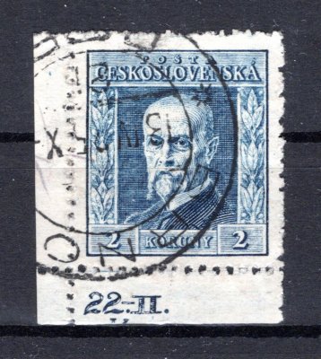 191, P 6, typ I, TGM, rohová s DČ, modrá 2 Kč, hledané