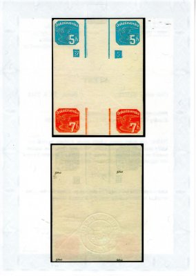 NV 15 + NV 16 ; 1937 Novinové - holubice -  Novinový kříž 5 h modrá s deskovýmí čísly 37 a 5  + 7 H světle červená - Novinové kříže jsou v minimálním výskytu, v tomto provedení s DČ Unikát !  - poprvé u nás v aukci ! Atest Vrba 