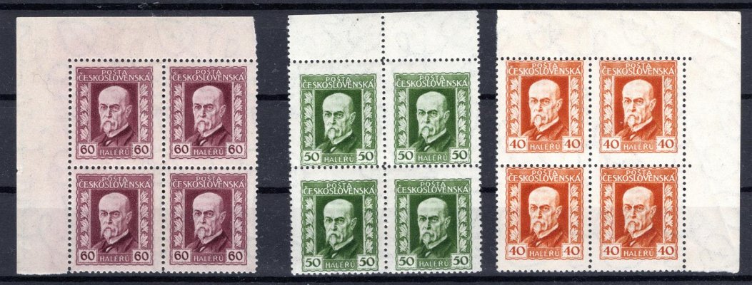 187 - 189, A,B,A, P 2,1,2,  TGM, neotypie, rohové 4 bloky, kat. 700