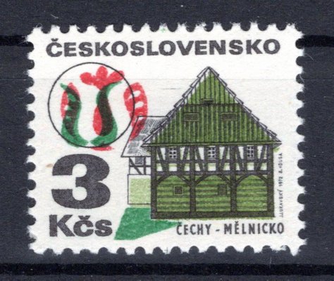 1966 ; 3 Kč Architektura - výrazný posun červené barvy 