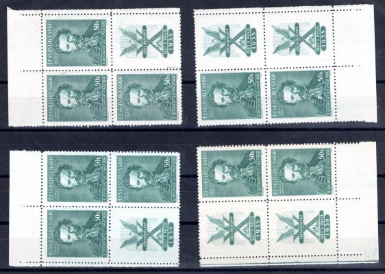 339 - 41, miniatury, 4 bloky rohové, Fügner