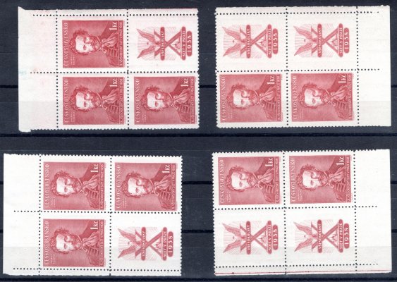 339 - 41, miniatury, 4 bloky rohové, Fügner