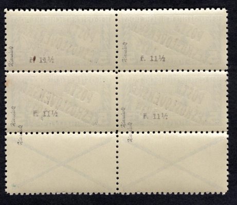 58 B KN,  ŘZ 11 1/2  ; 4 blok s nepřetištěnými kupóny - spojené typy - zk. Karásek 