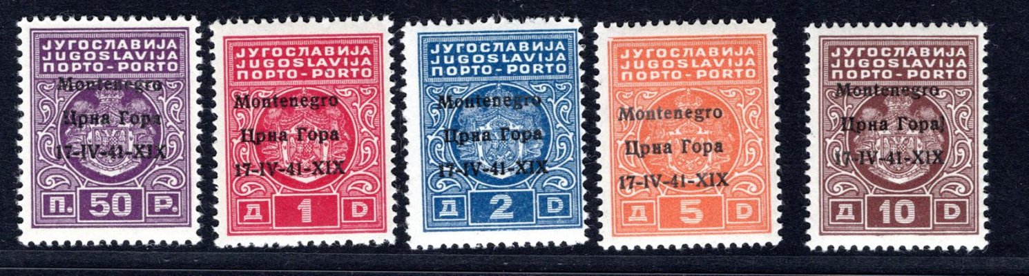 Italie - Montenegro - Mi. P 1 - 5, kompletní hledaná řada, sign., katalog 140,- Eu