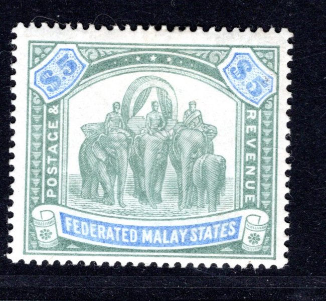 Malay fed. státy - SG 50 sloni, katalog 325 Liber - hledaný 5 - dollar 