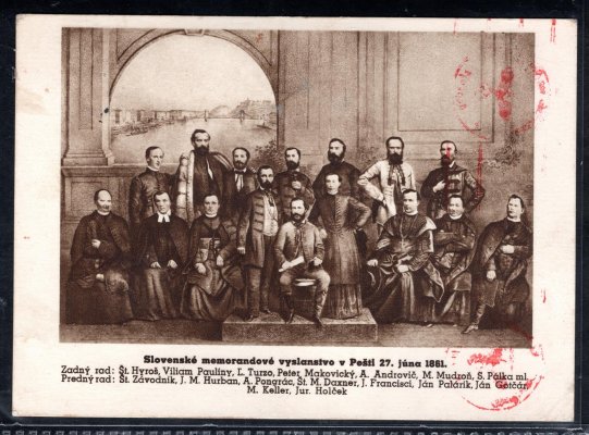 Memorandum - pohlednice se známkami 56 - 8, zaslana z Turčianského Martina, 1/VI/41 do Čáslavy, cenzura, zajímavé