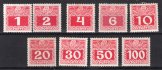 Rakousko - Mi. P 34 - 44, doplatní, velká čísla, nekompletní řada - chybí 14 a 25 h (nebyly na křídovém papíru vydány)