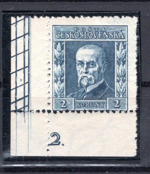 195, P 8, typ II, rohová s DČ, TGM, modrá 2 Kč