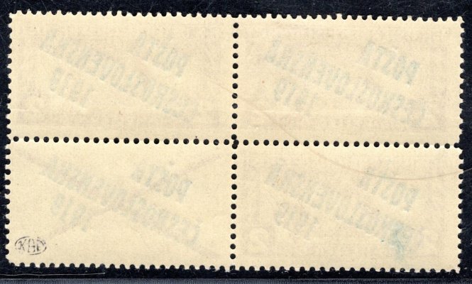 57 A K ; 4 -blok s 1 kupónem, nálepka na levé horní známce - kupón Typ III 