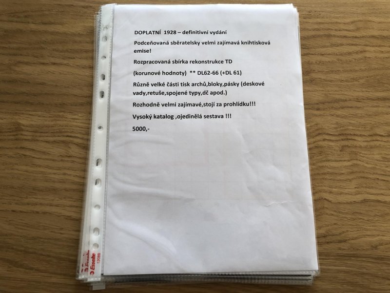 DL 61 - 66, 60 h a korunové hodnoty, krásně rozpracovaná rekonstrukce  TD, různě velké části archů,  s DV, spojenými typy, retušemi a DČ, knihtiskové vydání, velmi zajímavá emise, ojedinělé, doporučujeme prohlídku, vyvoláváme za velmi příznivou cenu