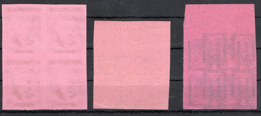 ZT sestava, papír růžový, 4 bloků, emisí TGM - dvojitý tisk, města a léčebný fond - dvojitý tisk, zajímavé