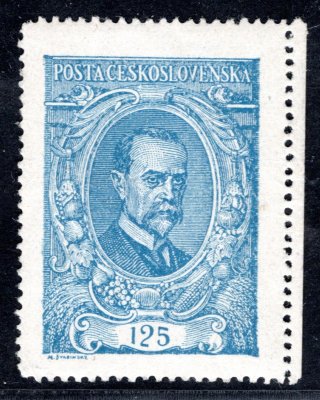 140 a  DV, T. G. Masaryk 1920 -  krajová známka s pravým okrajem , ultramarin 125 h s DV - kratší dolní příčka číslice "2" , ZP 80/2, lehká oprava lepu, zkoušeno Gi, Vr  a atest Vrba, hledané a vzácné 