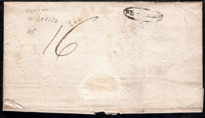 předznámkový  dopis ze Znojma, lehké stopy poštovního provozu