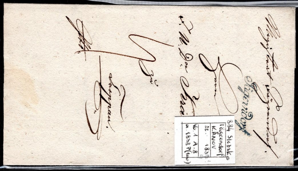 předznámkový  dopis z Krnova do Opavy, 1839