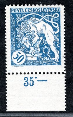 29 B, typ II, krajový kus s počítadlem,  modrá 50 h, zk. Gilbert