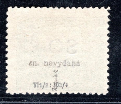 SO 3 E, nevydaná, typ II, řz 11 1/2 : 13 3/4, zelenomodrá 5 h, zk. Ka, hledané