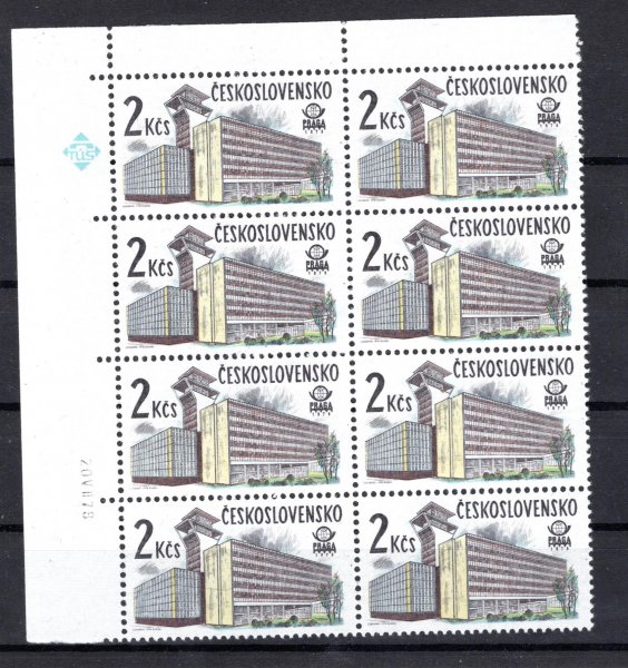 2331 xb Nová Praha 2 Kčs ; rohový 8-blok papír oz- značka TÚS - kat. cena 2400 Kč 
