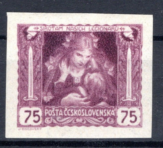 30 ZT, matka s dítětem, na známkovém papíru s lepem v barvě fialové