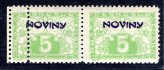 NV 12  dvoupáska 5 h zelená, ŘZ 11 1/2 na levé známce dvojitá perforace, hezké