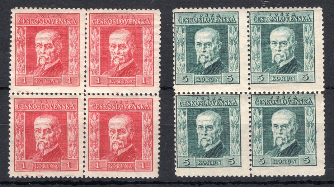 190 a 193, P 5, typ I, TGM, 4 bloky - chatrná perforace 