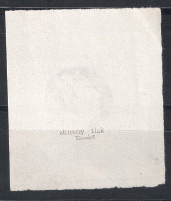 759 ZT - nedokončená fáze ZT hodnoty 2kčs šedohnědá s motivem Eduarda Vojana na lístku bílého papíru bez lepu, zk. Karásek 